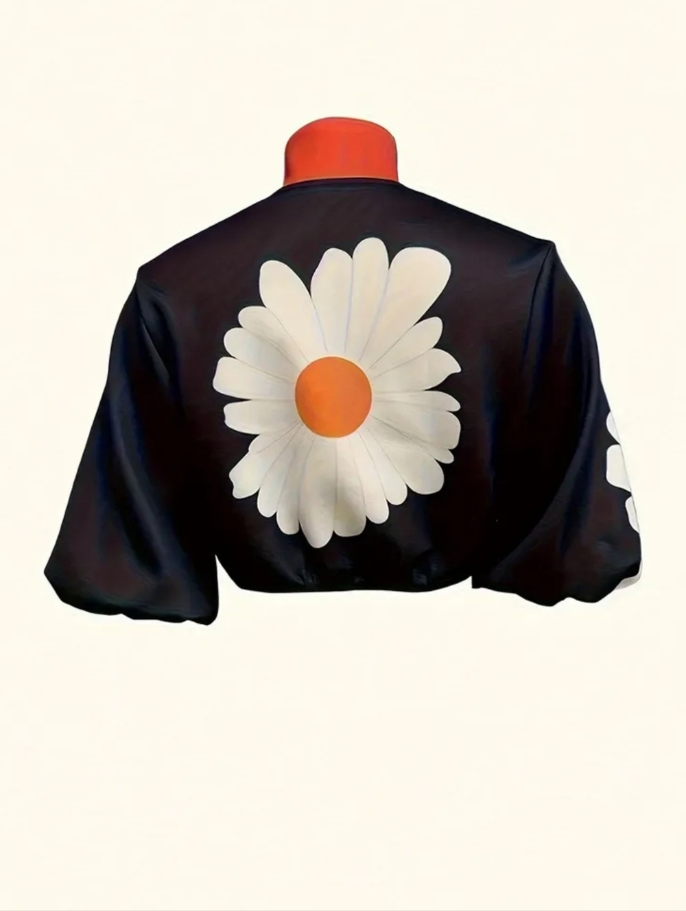 Floral Colorblock Cropped Jacket - Black, Blue & Cream - Picture 6 of 7